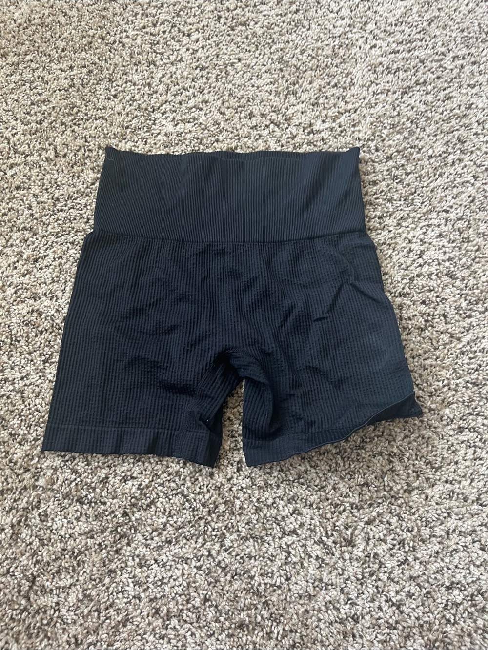 Colsie Black Ribbed High-Waist Bike Shorts